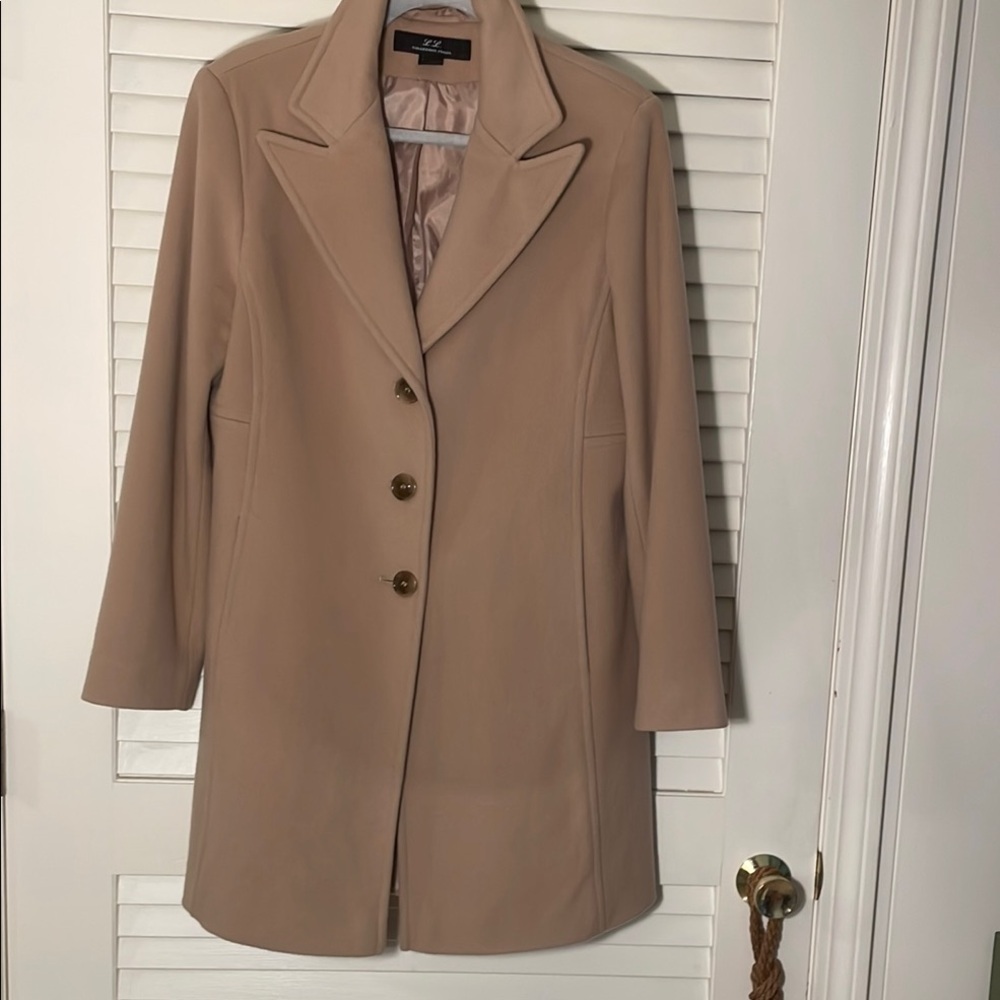 🍀HP🍀L.L.Collezioni Italia Camel 3 Button Down Wool Coat Pockets Detailed Coat